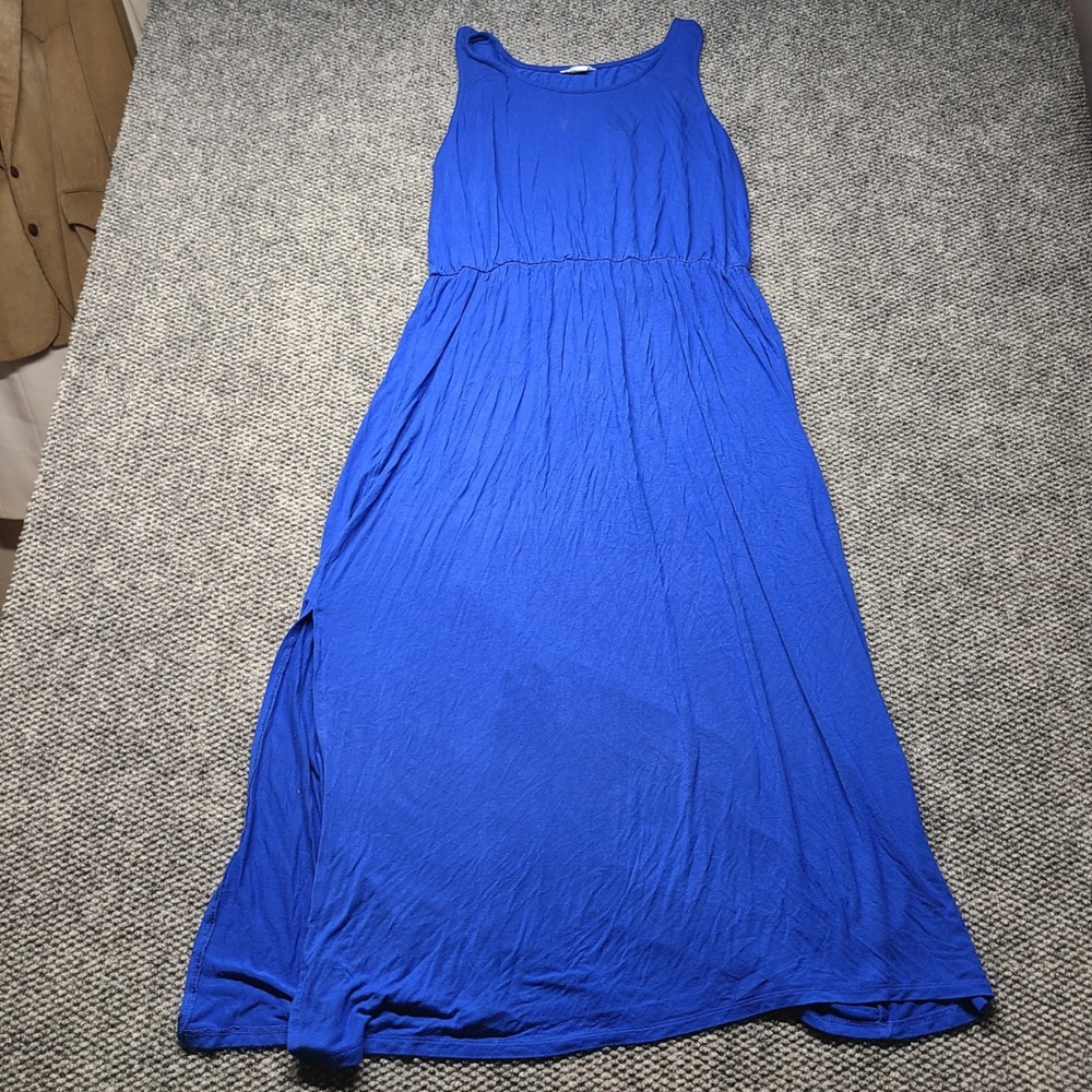 Caslon Womens XL Royal Blue Sleeveless Elastic Waist Side Slit Maxi Dress